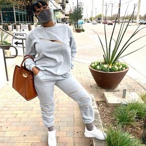 Comfy Gray Zipper Jogger Set